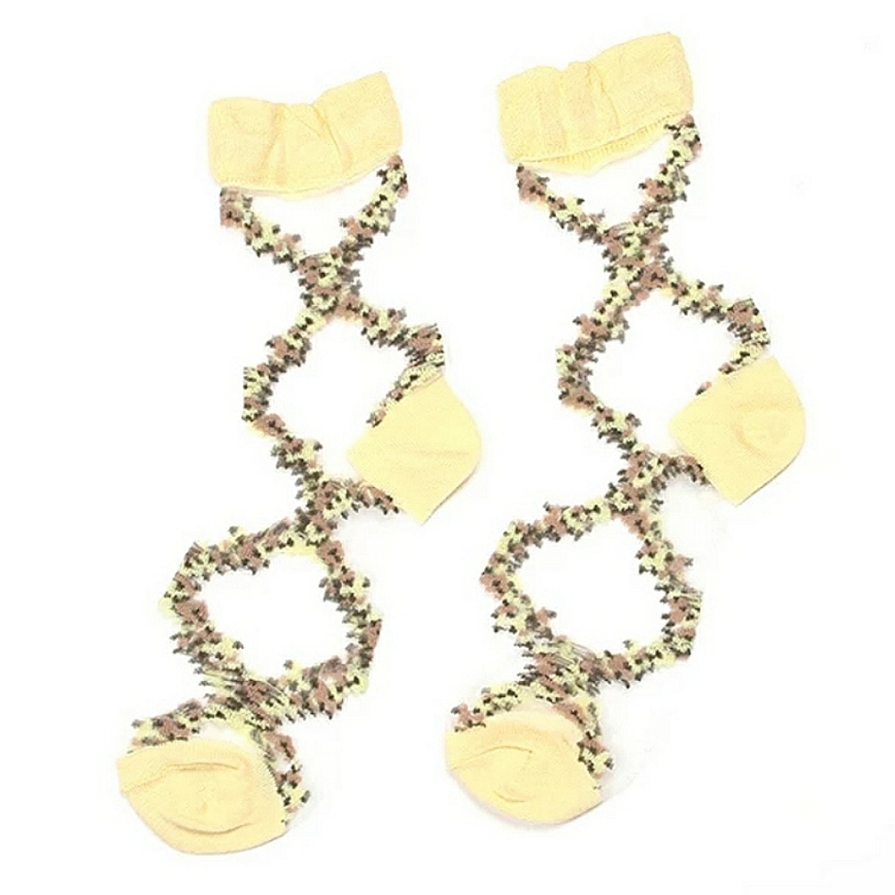 2 for $20 Cottage Core Floral Embroidered Sheer Sock